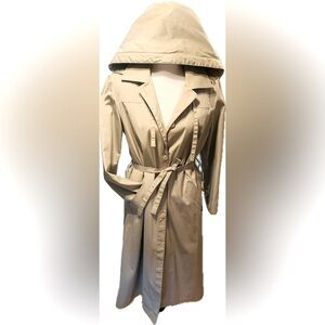 London Fog Classic Trench Raincoat Khaki w/ Removable Warm Lining & Hood |14 Reg